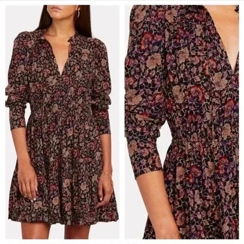 NWOT Ulla Johnson Navy Blue Liv Knee Length Dress in Midnight Floral Size 2 - Picture 6 of 16